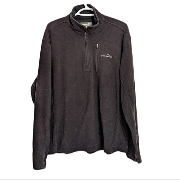 Eddie BAUER Half Zip Black Fleece Polartec Pull Size L @M - Picture 1 of 7